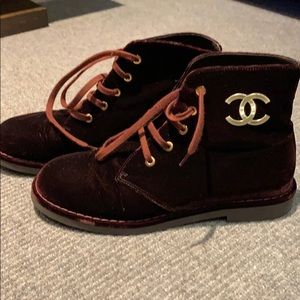 CHANEL velvet booties